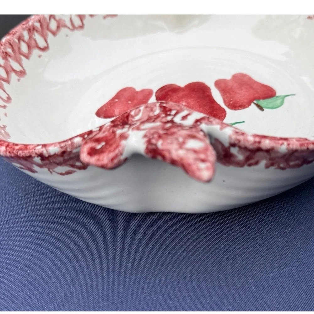 Vintage Neher 1996 Apple Torte Ceramic Baking Bowl‎ Hand Painted Recipe Dish